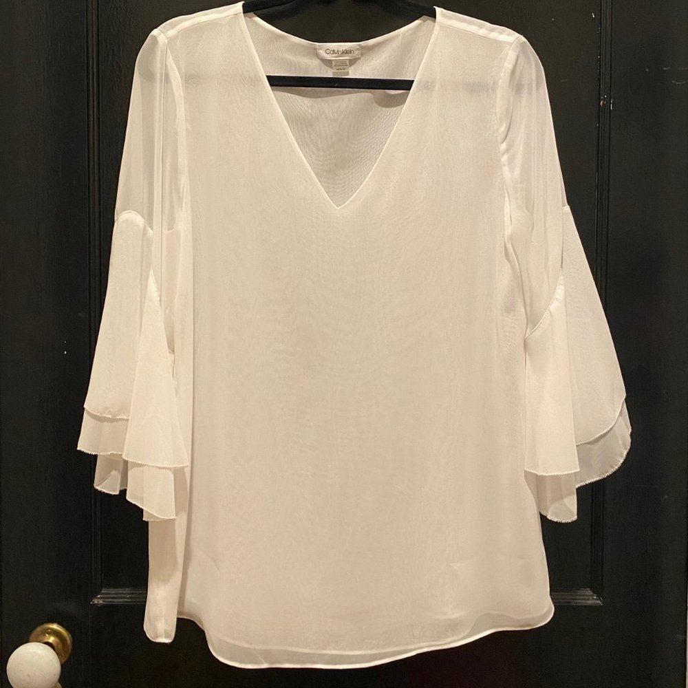 White Semi-Sheer Calvin Klein Blouse